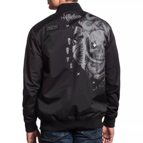 AFFLICTION MANIFEST BOMBER MEN'S JACKET Black Bike - Picture 8 of 13